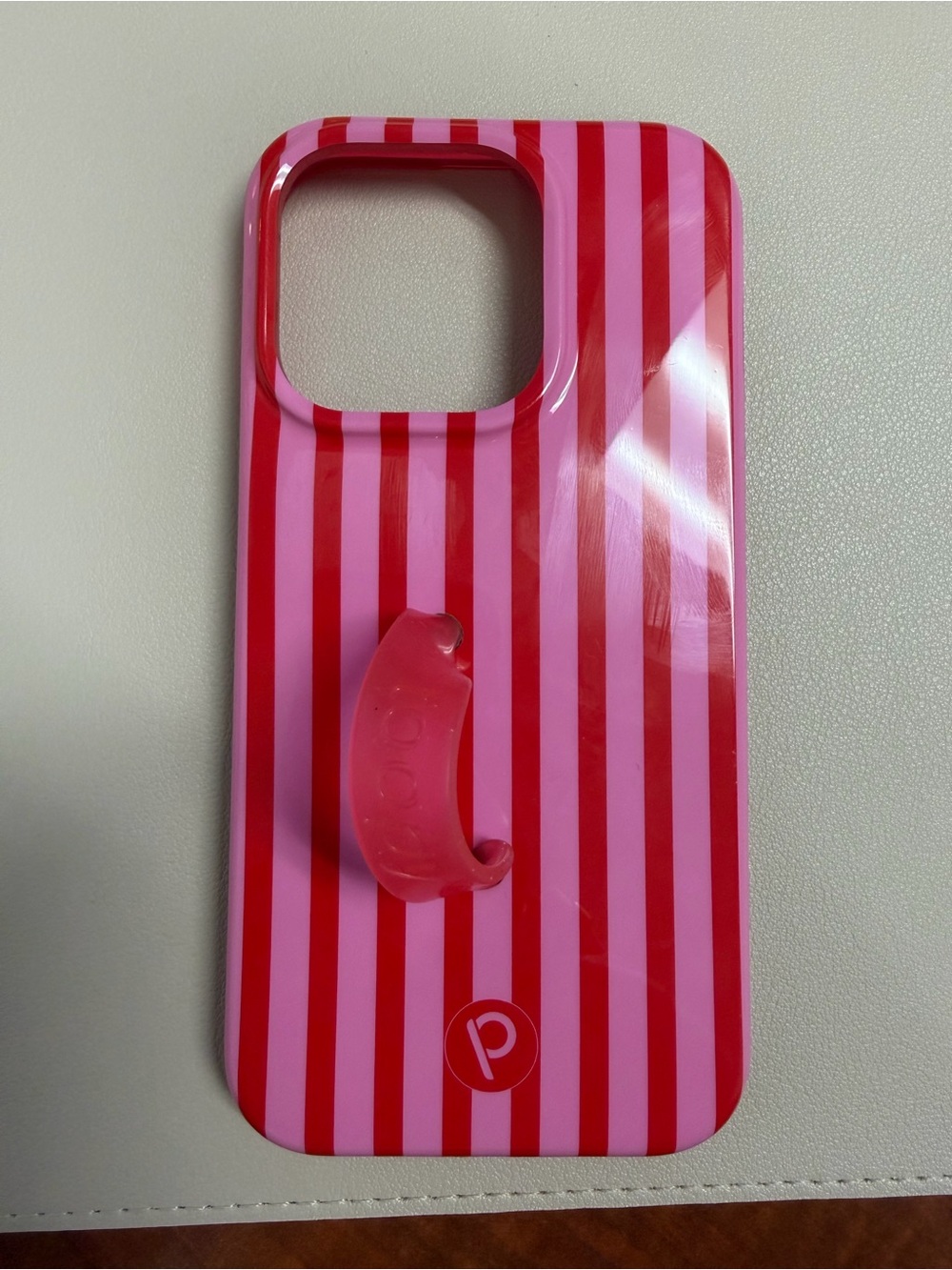 Loopy Case Pink and Red Striped Phone Case with Loopy Grip